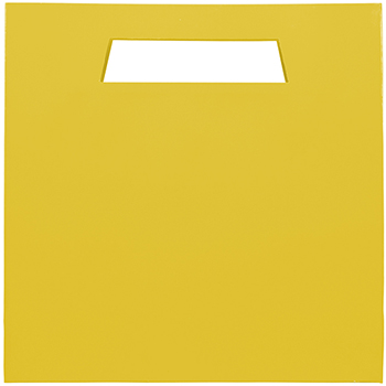 JAM Paper Heavy Duty Glossy Die-Cut Gift Bags with Rectangular Handle, 15&quot; x 15&quot; x 5 1/2&quot;, Yellow, 3/PK