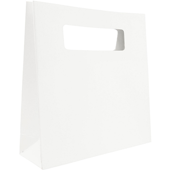 JAM Paper Heavy Duty Matte Die Cut Gift Bags, Small (8&quot; x 2 1/2&quot; x 8&quot;), White, 3/PK