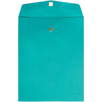 JAM Paper 10&quot; x 13&quot; Open End Catalog Colored Envelopes with Clasp Closure, Sea Blue Recycled, 50/PK