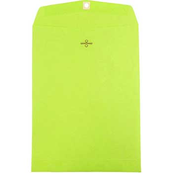 JAM Paper Colored Envelopes with Clasp Closure, 9&quot; x 12&quot;, Ultra Lime Green, 10/BX