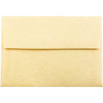 JAM Paper 4Bar A1 Parchment Invitation Envelopes, 3 5/8&quot; x 5 1/8&quot;, Antique Gold Recycled, 25/PK