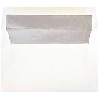 JAM Paper A10 Foil Lined Invitation Envelopes, 6&quot; x 9 1/2&quot;, White with Silver Foil, 250/PK