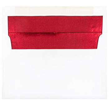 JAM Paper A10 Foil Lined Invitation Envelopes, 6&quot; x 9 1/2&quot;, White with Red Foil, 50/PK