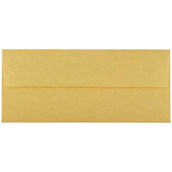 JAM Paper #10 Business Parchment Envelopes, 4 1/8&quot; x 9 1/2&quot;, Antique Gold Recycled, 50/PK
