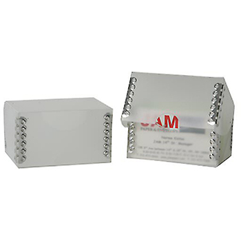 JAM Paper Desktop Business Card Box, Clear Frost with Metal Edge
