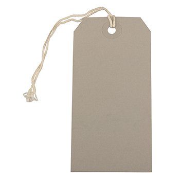 JAM Paper Gift Tags with String, 4 3/4&quot; x 2 3/8&quot;, Gray, 10/PK