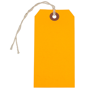 JAM Paper Gift Tags with String, 4 3/4&quot; x 2 3/8&quot;, Neon Orange, 10/PK