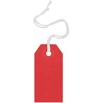 JAM Paper Gift Tags with String, 2 3/4&quot; x 1 3/8&quot;, Red, 10/PK