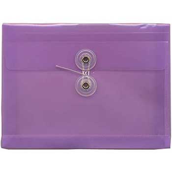 JAM Paper Plastic Envelopes with Button &amp; String Tie Closure, Index Size, 5 1/2&quot; x 7 1/2&quot;, Lilac Purple, 12/PK