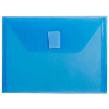 JAM Paper Plastic Envelopes with Hook &amp; Loop Closure, Index, 5 1/2&quot; x 7 1/2&quot;, Blue, 12/PK