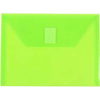 JAM Paper Plastic Envelopes with Hook &amp; Loop Closure, Index, 5 1/2&quot; x 7 1/2&quot;, Lime Green, 12/PK