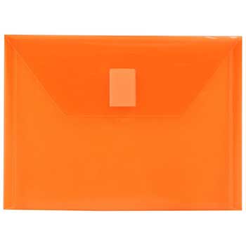 JAM Paper Plastic Envelopes with Hook &amp; Loop Closure, Index, 5 1/2&quot; x 7 1/2&quot;, Orange, 12/PK