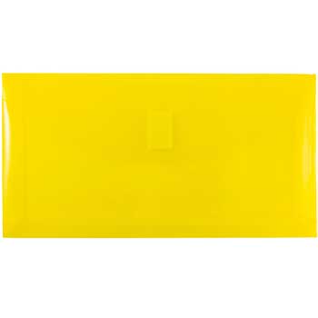 JAM Paper Plastic Expansion Envelopes with Hook &amp; Loop Closure, #10 Booklet Wallet, 5 1/4&quot; x 10&quot;, 1&quot; Expansion, Yellow, 12/PK