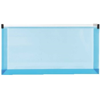 JAM Paper #10 Plastic Envelopes with Zip Closure, 5 x 10, Blue, 12/pack