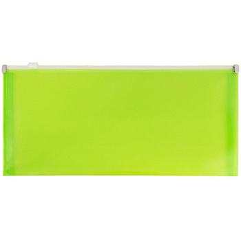 JAM Paper Plastic Envelopes with Zip Closure, #10 Booklet Wallet, 5&quot; x 10&quot;, Lime Green, 12/PK