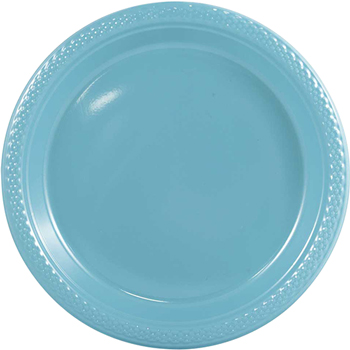 JAM Paper Round Plastic Party Plates - Medium - 9&quot; - Sea Blue - 20/pack