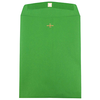 JAM Paper Colored Envelopes with Clasp Closure, 9&quot; x 12&quot;, Green, Recycled, 10/PK