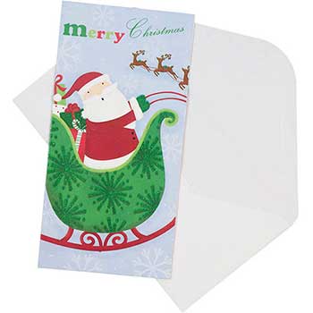 JAM Paper &quot;Merry Christmas Santa&quot; Christmas Money Cards Set, 3.5&quot; x 7.25&quot;, Green/Red/White, 6 Card Set