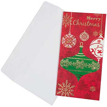 JAM Paper Christmas Money Cards Set, 3.5&quot; x 7.25&quot;, Merry Christmas Ornaments, 6 Card Set