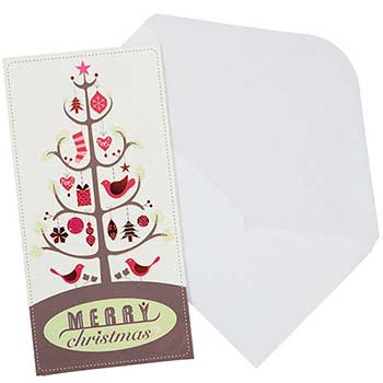 JAM Paper &quot;Merry Christmas&quot; Christmas Money Cards Set, 3.5&quot; x 7/25&quot;, Red/Brown/Green, 6 Card Set