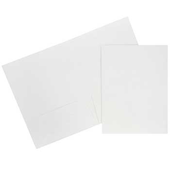 JAM Paper Two Pocket Business Folders, Textured Linen, White, 100/BX
