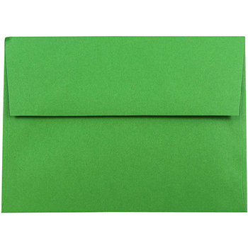 JAM Paper Recycled Invitation Envelope, A7 (5 1/4&quot; x 7 1/4&quot;) Brite Hue Green, 25/PK