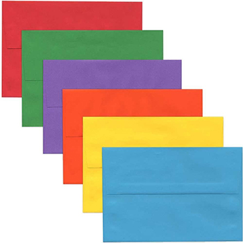 JAM Paper A2 Colored Invitation Envelopes, 4 3/8&quot; x 5 3/4&quot;, Assorted Colors, 150/PK