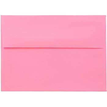 JAM Paper A7 Colored Invitation Envelopes, 5 1/4&quot; x 7 1/4&quot;, Pink, 250/CT
