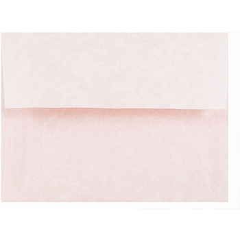 JAM Paper A2 Parchment Invitation Envelopes, 4 3/8&quot; x 5 3/4&quot;, Pink Ice Recycled, 25/PK