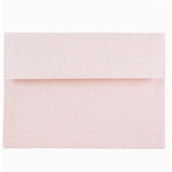 JAM Paper A7 Parchment Invitation Envelopes, 5 1/4&quot; x 7 1/4&quot;, Pink Ice Recycled, 50/BX