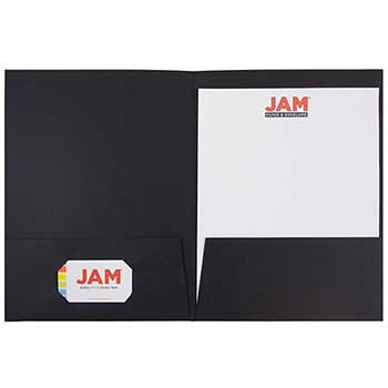 JAM Paper Two Pocket Business Folders, Textured Linen, Black, 6/PK