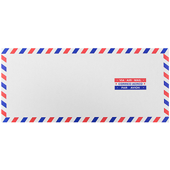 JAM Paper #10 Airmail Envelopes, 4 1/8&quot; x 9 1/2&quot;, White, 100/BX