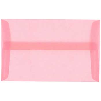 JAM Paper 4Bar A1 Translucent Vellum Invitation Envelopes, 3 5/8&quot; x 5 1/8&quot;, Blush Pink, 25/PK