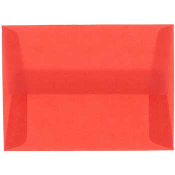 JAM Paper 4Bar A1 Translucent Vellum Invitation Envelopes, 3 5/8&quot; x 5 1/8&quot;, Primary Red, 25/PK