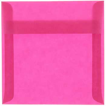 JAM Paper Square Translucent Vellum Invitation Envelopes, 8 1/2&quot; x 8 1/2&quot;, Magenta Pink, 25/PK