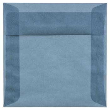 JAM Paper Translucent Vellum Envelopes, 6 1/2&quot; x 6 1/2&quot;, Surf Blue, 250/BX