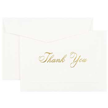 JAM Paper Thank You Cards Set with Gold Script with Envelopes, Bright White, 104 Cards