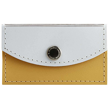 JAM Paper Leather Business Card Holder Case with Snap Closure, White and Yellow