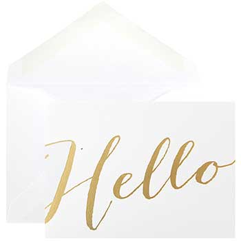 JAM Paper Scripted Greeting Card Set with Envelopes, 3.5&quot; x 4.88&quot;, Gold, 10 Card Set