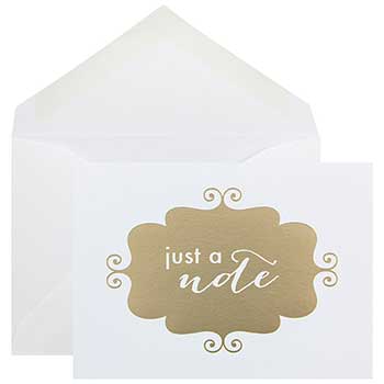 JAM Paper Foil Banner Note Card Set, Gold Banner, 10 Card Set
