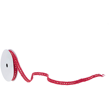 JAM Paper Nylon Knit Decorative Ribbon, 3 Yards, Red Metallic