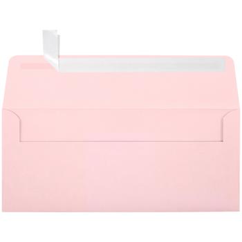 JAM Paper #10 Square Flap Envelopes, 80 lb, 4 1/8 in x 9 1/2 in, Candy Pink, 500/Box