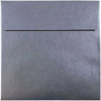 JAM Paper Metallic Invitation Envelopes, 6 1/2&quot; x 6 1/2&quot;, Anthracite Stardream, 250/BX