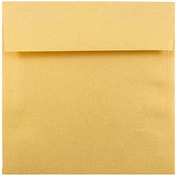 JAM Paper Metallic Invitation Envelopes, 6 1/2&quot; x 6 1/2&quot;, Gold Stardream, 250/CT