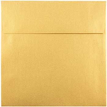 JAM Paper 6&quot; x 6&quot; Square Metallic Invitation Envelopes, Gold Stardream, 25/PK