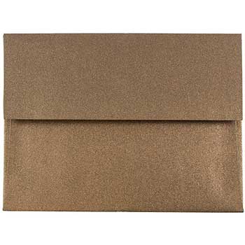 JAM Paper A2 Metallic Invitation Envelopes, 4 3/8&quot; x 5 3/4&quot;, Bronze Stardream, 250/CT
