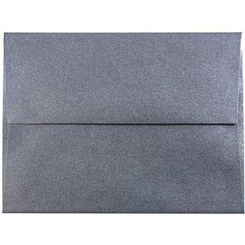 JAM Paper A2 Metallic Invitation Envelopes, 4 3/8&quot; x 5 3/4&quot;, Anthracite Stardream, 50/BX