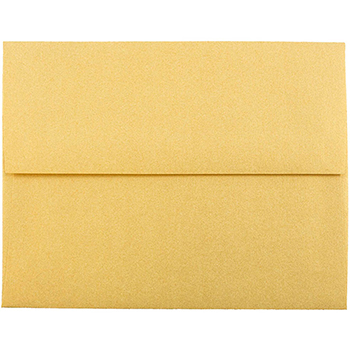 JAM Paper A2 Metallic Invitation Envelopes, 4 3/8&quot; x 5 3/4&quot;, Gold Stardream, 25/PK