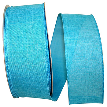 JAM Paper Linen Wired Ribbon, 50 Yards, 2 1/2&quot; Wide, Turquoise, 2/PK