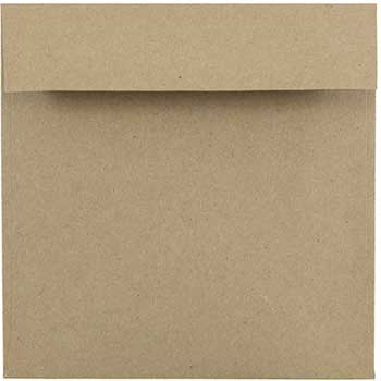 JAM Paper Premium Square Invitation Envelopes, 6&quot; x 6&quot;, Brown Kraft Paper Bag, 25/PK